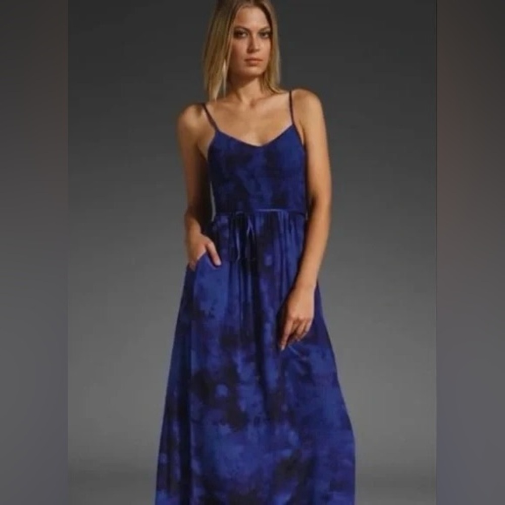 Rebecca Taylor Silk Tie Dye Smocked Dress in Indigo